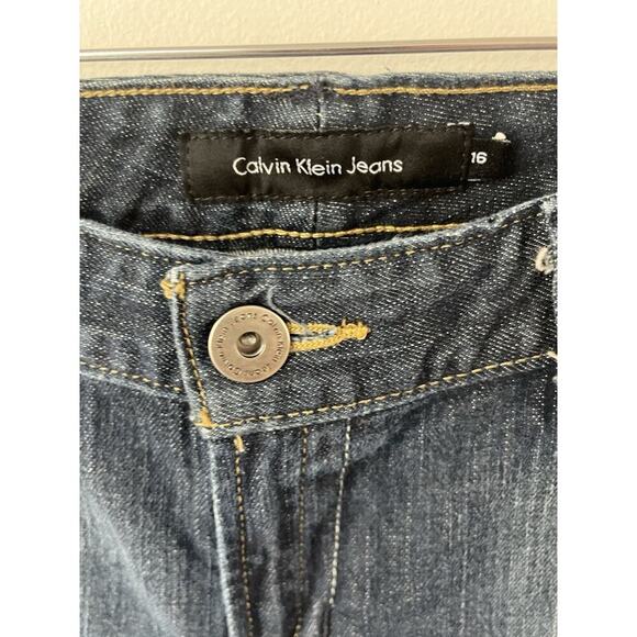 Calvin Klein Jeans Womens 16 Blue Modern Flared Low Rise Medium Wash 36x32 - Picture 7 of 15